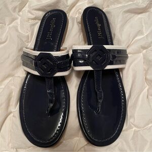 J. McLaughlin Women’s Nixi Blue Sandals‎ Leather Thong Slip On size 9